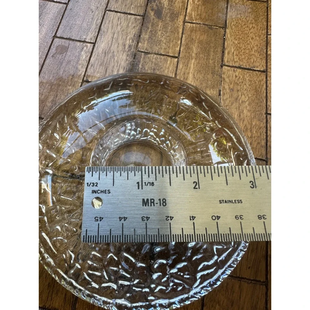 Orrefors Sweden Crystal Candle Holder Textured Ice Glass Votive Taper SignedVGUC